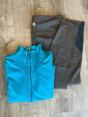 Activewear Lot: Avia Grey Capri Leggings & Danskin Now Zip Jacket - Size Medium